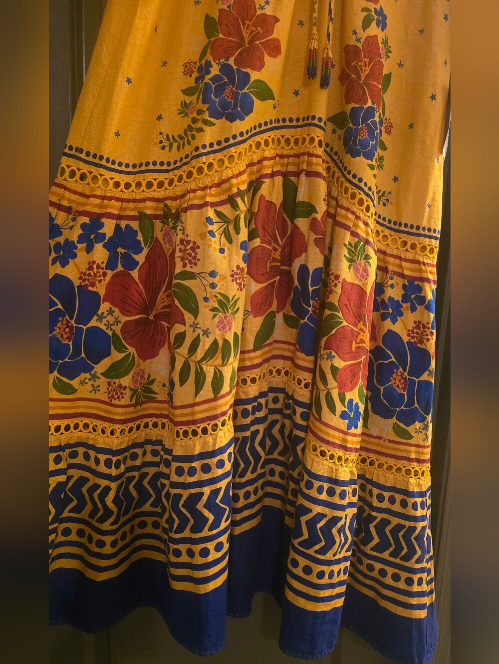 New! With Tags FARM Rio Yellow Floral Yard Maxi Dress Cotton Blend, Women's XL - Picture 4 of 16